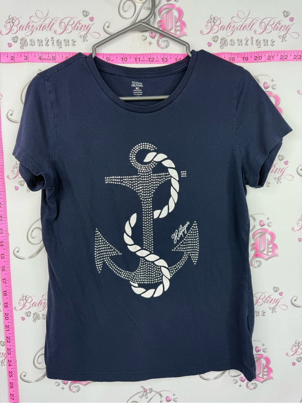 Tommy Hilfiger tshirt rhinestone sailor Navy Short-Sleeve Anchor Tee